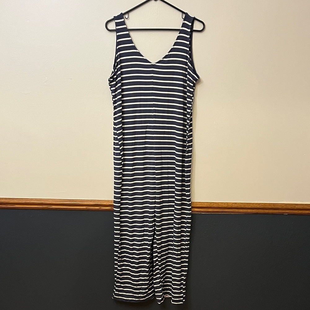 Old Navy Navy and White Striped Jumpsuit